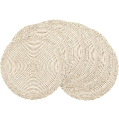 TEHTUY Placemats, Set of 6 Heat-Resistant Braided Placemats, Round Placemats (Round, Cream) TEHTUY Placemats, Set of 6 Heat-Resistant Braided Placemats, Round Placemats (Round, Cream)