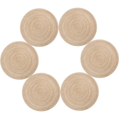 Memkey - Placemats, Set of 6 Placemats, pp, Braided, Washable, Heat Resistant, Non-Slip, Round Placemat 35 x 35 cm (Round, Ivory) Memkey - Placemats, Set of 6 Placemats, pp, Braided, Washable, Heat Resistant, Non-Slip, Round Placemat 35 x 35 cm (Round, Ivory)