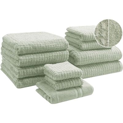 BELIANI Light Green Cotton Bath Towel Set BELIANI Light Green Cotton Bath Towel Set