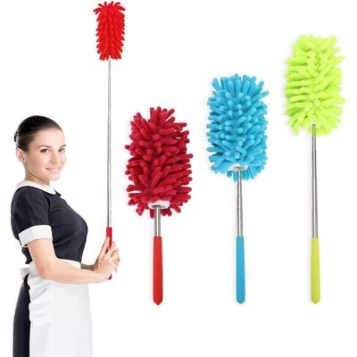 SNQ Set of 3 hand dusters, 74cm, made of stretchable microfiber, washable, with telescopic pole for cleaning cars, computers, air conditioners, TVs and SNQ Set of 3 hand dusters, 74cm, made of stretchable microfiber, washable, with telescopic pole for cleaning cars, computers, air conditioners, TVs and