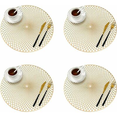 Hoopzi - Set of 4 Placemats, Gold Round Placemats Placemat Table Mat for Kitchen Dining Table (Gold, Style i, 38cm) Hoopzi - Set of 4 Placemats, Gold Round Placemats Placemat Table Mat for Kitchen Dining Table (Gold, Style i, 38cm)