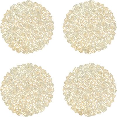 Memkey - Set of 4 Placemats, Rose Gold Placemats, Round Placemats for Dining Room Kitchen Table, Washable Placemats (Rose Gold, Style l, 38 cm) Memkey - Set of 4 Placemats, Rose Gold Placemats, Round Placemats for Dining Room Kitchen Table, Washable Placemats (Rose Gold, Style l, 38 cm)