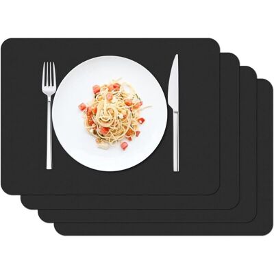 WOIYIC Set of 4 Placemats, Waterproof Washable Placemats 42 × 30cm Kitchen Dining Room PVC Non-Slip Heat Resistant Placemat, Black WOIYIC Set of 4 Placemats, Waterproof Washable Placemats 42 × 30cm Kitchen Dining Room PVC Non-Slip Heat Resistant Placemat, Black