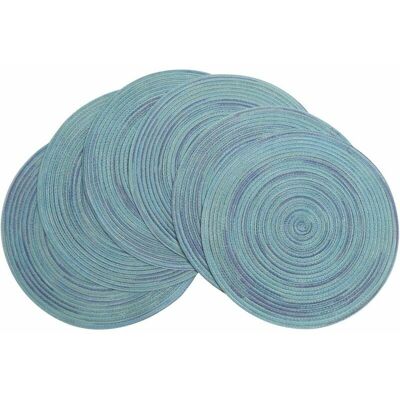 Dewdat - Set of 6 Washable Non-Slip and Heat-Resistant Round Placemats Woven Placemats (Colorful Blue) Dewdat - Set of 6 Washable Non-Slip and Heat-Resistant Round Placemats Woven Placemats (Colorful Blue)