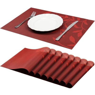 TEHTUY Set of 8 Non-Slip Washable PVC Placemats, Heat Resistant, Red, 45×30 cm TEHTUY Set of 8 Non-Slip Washable PVC Placemats, Heat Resistant, Red, 45×30 cm