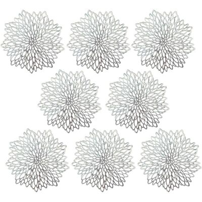 Memkey - Placemats, pvc Placemats Set of 8 Washable Decor Table Mats Heat Resistant Hollow Insulating Coasters Mats Durable pvc Table Mat Silver Memkey - Placemats, pvc Placemats Set of 8 Washable Decor Table Mats Heat Resistant Hollow Insulating Coasters Mats Durable pvc Table Mat Silver