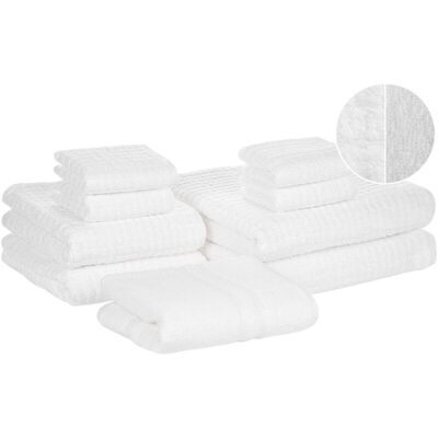 Beliani White Cotton Set of 9 Towels - Bath & Guest Accessories Beliani White Cotton Set of 9 Towels - Bath & Guest Accessories