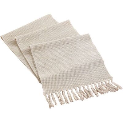 Orchidée - Table runner in cotton and linen, country style, 33 x 200 cm, handmade with fringes Orchidée - Table runner in cotton and linen, country style, 33 x 200 cm, handmade with fringes