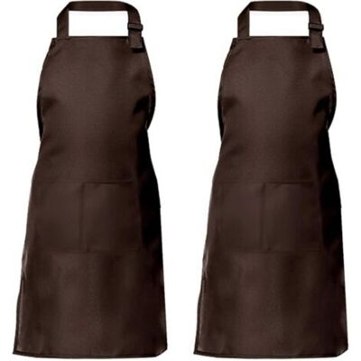MCBOSON Two-piece kitchen apron for men and women, household tool apron with 2 pockets for grilling, coffee color MCBOSON Two-piece kitchen apron for men and women, household tool apron with 2 pockets for grilling, coffee color