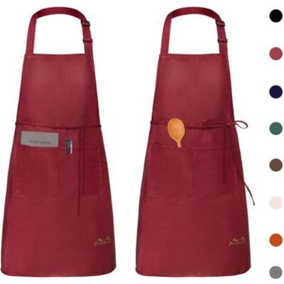 MCBOSON Waterproof Kitchen Aprons, Adjustable Apron with Pockets for Family Kitchen, Restaurant, Garden, BBQ, 2 Pack MCBOSON Waterproof Kitchen Aprons, Adjustable Apron with Pockets for Family Kitchen, Restaurant, Garden, BBQ, 2 Pack
