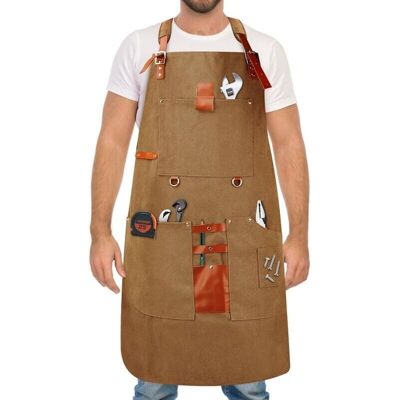 SNQ Welder's Apron, 8 Pockets, Kitchen Apron, BBQ Apron for Men and Women, Adjustable Cross Straps for Hairdresser/Carpenter SNQ Welder's Apron, 8 Pockets, Kitchen Apron, BBQ Apron for Men and Women, Adjustable Cross Straps for Hairdresser/Carpenter