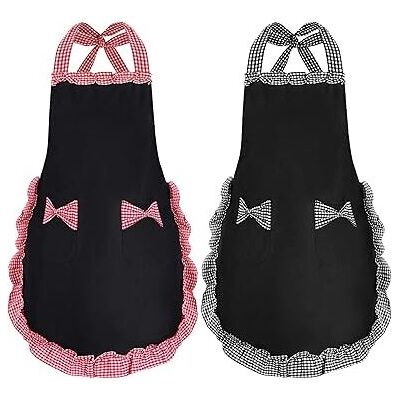 Linghhang - Women Apron, Black Aprons for Women with 2 Pockets, Waterproof Kitchen Aprons, Chef Apron for Cooking, Gardening, 2 pcs Linghhang - Women Apron, Black Aprons for Women with 2 Pockets, Waterproof Kitchen Aprons, Chef Apron for Cooking, Gardening, 2 pcs