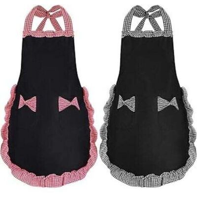 MCBOSON Women's Apron, Black Aprons for Women with 2 Pockets, Waterproof Kitchen Aprons, Chef Apron for Cooking, Gardening, 2 PCS MCBOSON Women's Apron, Black Aprons for Women with 2 Pockets, Waterproof Kitchen Aprons, Chef Apron for Cooking, Gardening, 2 PCS