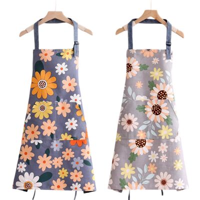 TORMATOR Women's apron with pockets, adjustable and waterproof floral chef's apron, ideal for cooking, gardening, meal preparation, barbecues or baking. TORMATOR Women's apron with pockets, adjustable and waterproof floral chef's apron, ideal for cooking, gardening, meal preparation, barbecues or baking.