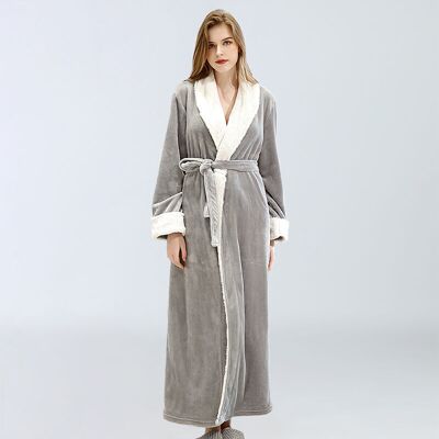 ODIPIE Women's Fleece Bathrobe, Soft Bathrobe, Dressing Gown with Pockets, Winter Christmas Gift, l, Grey ODIPIE Women's Fleece Bathrobe, Soft Bathrobe, Dressing Gown with Pockets, Winter Christmas Gift, l, Grey