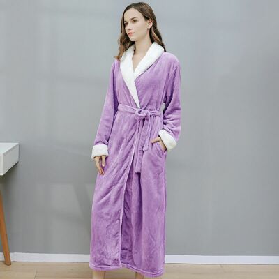 HOOPZI Women's Fleece Bathrobe, Soft Bathrobe Dressing Gown with Pockets Winter Christmas Gift l Purple HOOPZI Women's Fleece Bathrobe, Soft Bathrobe Dressing Gown with Pockets Winter Christmas Gift l Purple