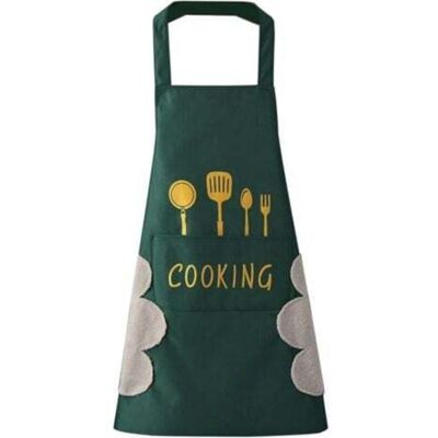 TEHTUY Women's Kitchen Apron (Green) with Hand Drying Pockets, Large Pocket, Hand Drying, Waterproof for Cooking and Baking TEHTUY Women's Kitchen Apron (Green) with Hand Drying Pockets, Large Pocket, Hand Drying, Waterproof for Cooking and Baking