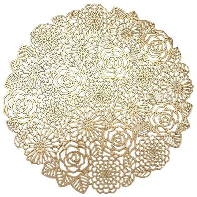 Set of 4 Placemats, Round Rose Gold Placemats for Dining Room and Kitchen, Washable Placemats (Gold, L-Style, 38 cm) - Ymyny Set of 4 Placemats, Round Rose Gold Placemats for Dining Room and Kitchen, Washable Placemats (Gold, L-Style, 38 cm) - Ymyny