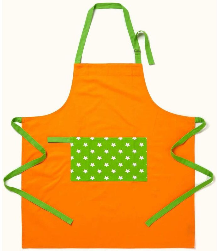Orange and Green Stars Cotton Apron - Homescapes