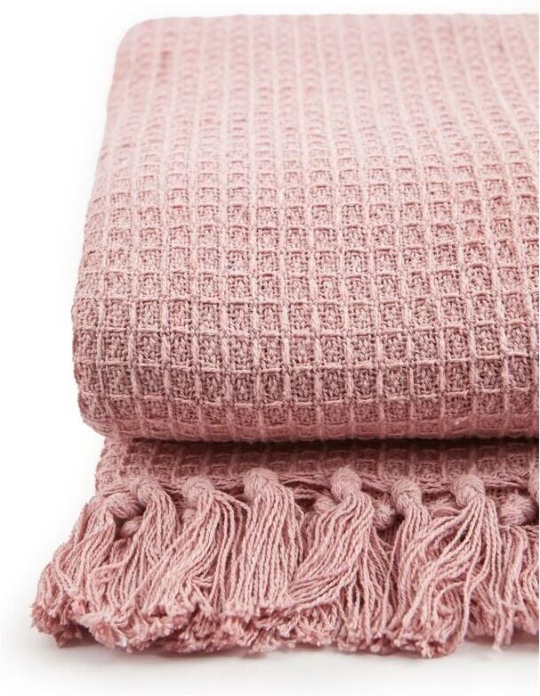 Emma Barclay - Throw Blanket Sofa Bed Throwover 100% Cotton Recycled Honeycomb Blush 50x60'