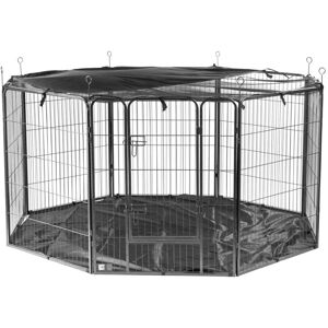 Extra Large 8 Sided Heavy Duty Metal Play Pen with Base and Cover for Dogs & Puppies - KCT