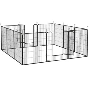 Pawhut - 12 Panel Pet Playpen, Heavy-Duty Dog Cage with Lockable Doors Single Panel:80W x 100Hcm - Grey