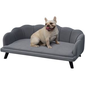 PawHut Dog Sofa, Pet Couch Bed for Medium, Large Dogs w/ Legs, Cushion Grey - Grey