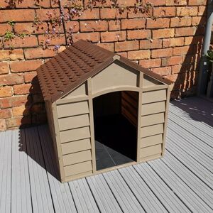 SAMUEL ALEXANDER Plastic Dog Kennel / House in Brown Garden Patio ð 71cm x 71cm x 68cm