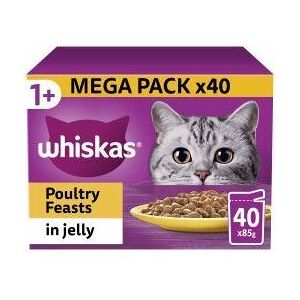 Mars Whiskas 1+ Poultry Feasts Adult Wet Cat Food Pouches in Jell - 85g - 811917