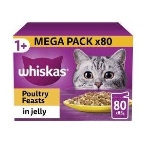 Mars Whiskas 1+ Poultry Feasts Adult Wet Cat Food Pouches in Jell - 85g - 811974