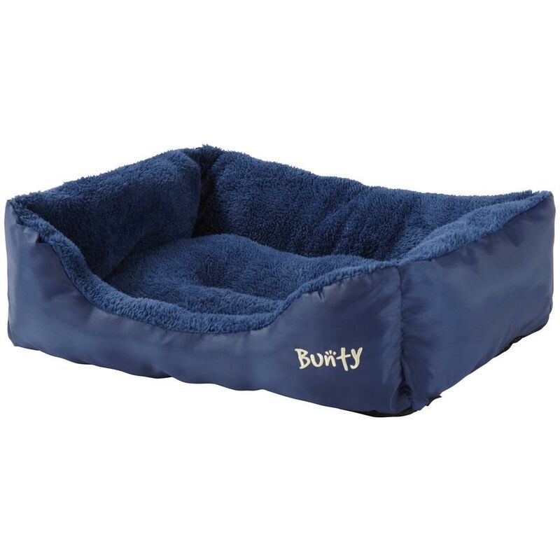 Bunty Deluxe Soft Washable Dog Pet Warm Basket Bed Cushion with Fleece Lining - Blue - Small