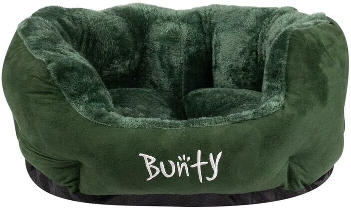 Polar Dog Bed Soft Washable Fleece Fur Cushion Warm Luxury Oval Pet Basket - Green - Medium - Bunty