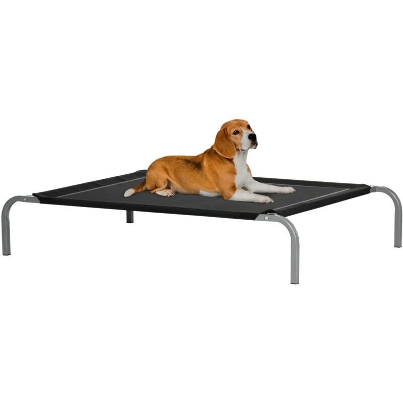 Elevated Pet Bed Cooling Raised Cot Style Bed Steel Frame Medium - Black - Pawhut