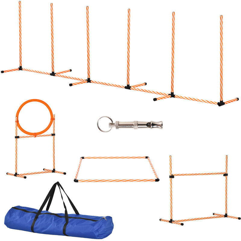 Pawhut - Pet Agility Training Equipment Dog Jump Hurdle Bar Obedience Training Set - Orange