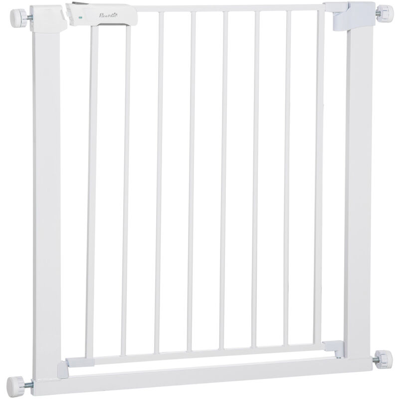 Pawhut - Pet Safety Gate Door Barrier Dog Metal Indoor Fence White 75-82cm - White