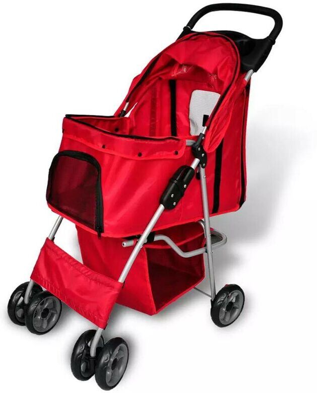 Sweiko - Folding Pet Stroller Dog/Cat Travel Carrier Red VDFF06825UK