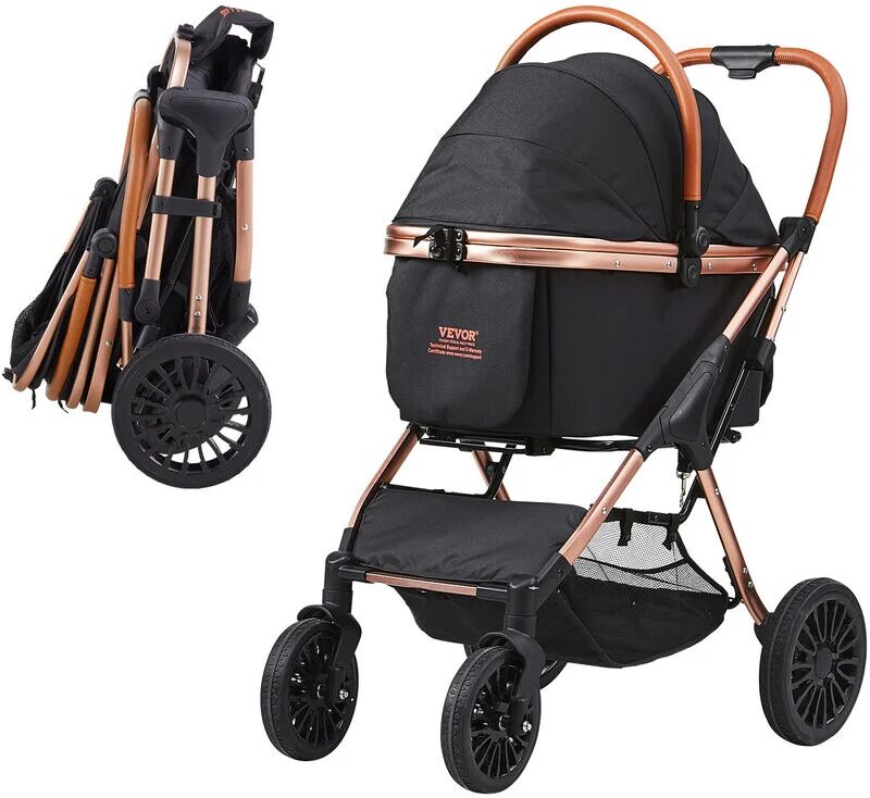 Vevor - Pet Stroller, 4 Wheels Dog Stroller Rotate with Brakes, 66 lbs Weight Capacity, Puppy Stroller with Detachable Carrier, Storage Basket and