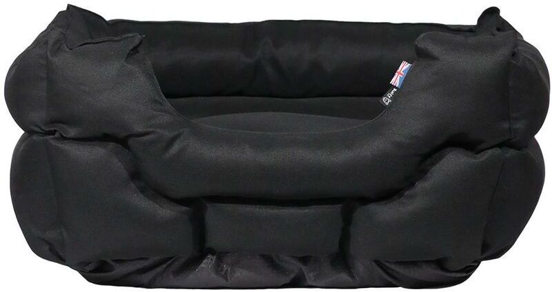 BUNTY Woodland High Sided Canvas Dog Bed Soft Washable Cushion Warm Pet Basket Cushion - Black - Large