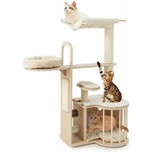 Costway - 139CM Tall Cat Tree Multi-Level Cat Tower Activity Center Climbing Stand Condo