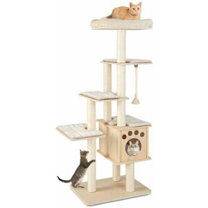 COSTWAY 170 cm Modern Cat Tree Tower Cat Climbing Activity Center w/ Scratching Posts