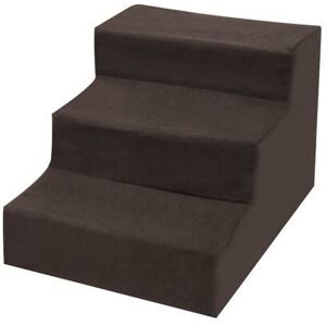 FAMIHOLLD 3 Step Velvet Suede Pet Stairs Pet Step Stairs Cat Dog Brown