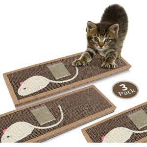 TINOR 3 x Cat Scratching Board with Sisal Play Kitten Scratch Corrugated Card Board with Free Catnip,(38 X 12.5 X 1.8) cm