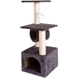 FAMIHOLLD 36 Solid Cat Climb Tree Cat Tower Cat Play House Furniture Cute Sisal Rope Plush-Gray - grey