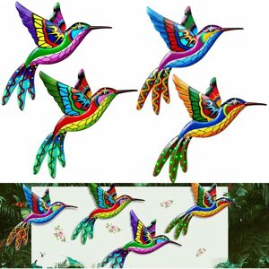 Denuotop - 4 Pieces Metal Wall Art, Hummingbird Wall Art, Wrought Iron Hummingbird Wall Art, Metal Birds Hanging Ornaments, Wall Art Decor Indoor