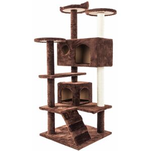 FAMIHOLLD 52 Pet Cat Tree Play Tower Bed Furniture Scratch Post Tunnel Toy Mouse Pet Kitty Play House - Brown - Brown