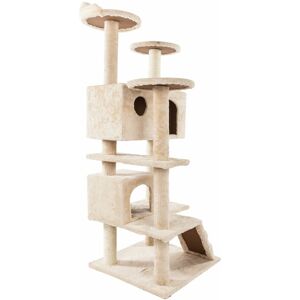 FAMIHOLLD 52 Pet Cat Tree Play Tower Bed Furniture Scratch Post Tunnel Toy Mouse Pet Kitty Play House - Beige - Beige