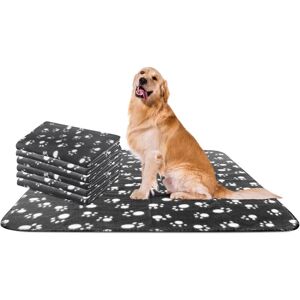 RHAFAYRE 6 x Soft Plush Blankets Rugs for Dogs, Cats, Rabbits and Other Pets Washable Black 120 100 cm