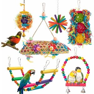 Héloise - 6pcs suit parrot toy bird supplies utensils stair swing rattan ball paper nibbling bird toy plant spot