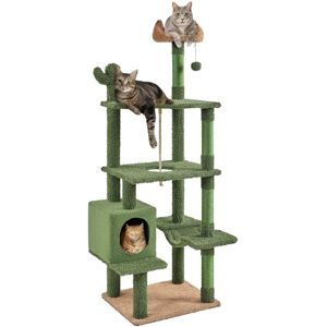 70.5' h Cactus Cat Tree for Small/Medium Cats, Green/Brown - Yaheetech