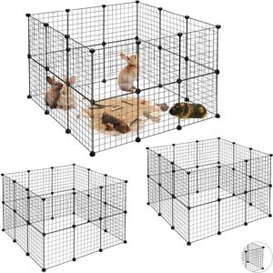 Set of 3 Relaxdays Small Animal Cage, Open Enclosure, diy Enclosure, Extensible Playpen, 72 Pieces, Black